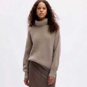 Gap Shaker Stitch Turtleneck Sweater Cool Brown